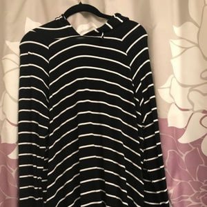 Black and white polda dot striped sweater